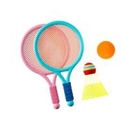 QUXVUIS Lightweight Badminton Rackets Children Shuttlecocks For Playing Indoors Outdoors Develop Children S Skills Easily Kids Badminton Tennis Rackets Set Sports Game Toy, Blue and Pink, 39x19.5cm