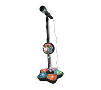 QUXVUIS Memorable Birthdays Celebrated With Kids Microphone And Stand Featuring Fun Musical Effects And Flashing Stage Lights Enhancing Joy Music Sing , Black , 100x21cm