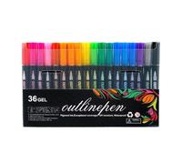 QUXVUIS Metallic Outline Pens Add Of Glamour To Artwork ABS Coloring Lightstick Graffiti Highlighter Pens Double Line, 36