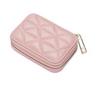 QUXVUIS Mini Lipstick Case Cosmetic Bag with Mirror Compact Makeup Holder Traveling Office and Small Item Organization Mini Cosmetic Jewelry Box Storage Lipstick Bag, Pink, 10.5x7.5x3.5cm