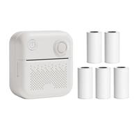 QUXVUIS Mini Portable Learning Printer Thermal Printer 5-Roll Sticker Accurate Recognition One-Click Printing Learning, To-Do, white