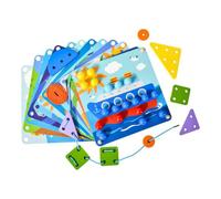 QUXVUIS Multi-functional Learning Toy Develop Cognitive Skills And Hand Eye Coordination 2-in-1 Mushroom Nail Threading Board Color Cognition Hand Eye Coordination Wooden Toy