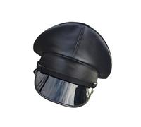 QUXVUIS Nightclub Captain Hat Uniform Deluxe Faux Leather Stylish and Versatile for Men Women Unisex Performance Military, Black, 59 Size