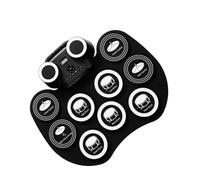 QUXVUIS Portable Digital Display Electric Drum Pad with Battery Speaker Stage Performance Professional Roll-up Drums Colorful Light