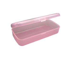 QUXVUIS Portable Empty Rectangular Nail Tool Organizer Personal Transparent Manicure Tool Box Nail Clippers Cuticle Pusher Clippers Cuticle Pusher Case Container, Pink, S