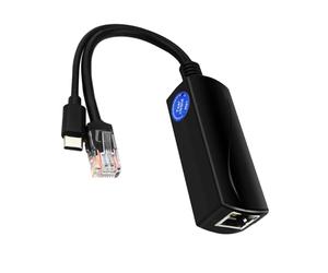 QUXVUIS Power Over Ethernet Adapter Splitter For Various Devices Output Crystal Heads And TypeC Male Head ABS Poe Splitter 12v