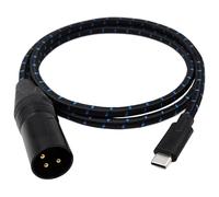 QUXVUIS Premium Type C To XLR Cable Delivers Crystal Clear Audio With Durable Striped Braided Nylon Finish TYPE C To XLR 3Pin Cable Is High-grade Line 3 Pin OFC Blue Nylon Pattern, 150cm