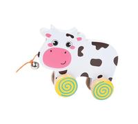 QUXVUIS Pull Along Toy Featuring Fun Sliding Wheels Engaging Animal Push Toys For Kids Supporting Early Learning Activities Animal Push And Pull Along Toy , Cow , 17.5x5.3x15.8cm