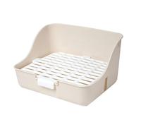 QUXVUIS Rabbit Litter Box Practical for Buckle Anti Splashing Square Fence PP Durable Lightweight Easy Cleaning Let Pet Feet Comfortable And Will Not Tired. Bedding Cage Potty Is, White