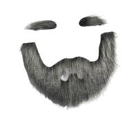QUXVUIS Self Adhesive Mustaches And Fake Beards Excellent Choice For Festive Occasions Halloween Christmas And Cosplay Self Adhesive Fake Mustache Set Novelty, Gray Black, Mustache 15x19.5cm
