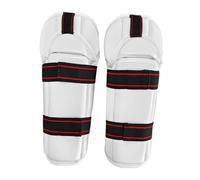 QUXVUIS Shin Guards Protector Support Padded Arm Protectors For Karate Kickboxing Judo Adults Sports Activities And Training Sessions Breathable Inner Adjustable Elastic Strap , White , S