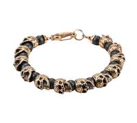 QUXVUIS Skull Bracelets Vintage Style Bangle Antique Natural Stone Bangles with for Buckle Handmade Hand Chain Fashion Accessory, Rose golden