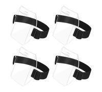 QUXVUIS Sleeve Holder ID Card Waterproof Badge, ID Card Sleeve, Bag Elastic Band Adjustable for Buckle, Transparent 4-Pack, Black,Bulk, 10.5 * 10.5CM