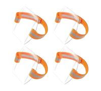 QUXVUIS Sleeve Holder ID Card Waterproof Badge, ID Card Sleeve, Bag Elastic Band Adjustable for Buckle, Transparent 4-Pack, Orange,Bulk, 10.5 * 10.5CM