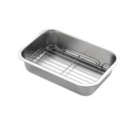 QUXVUIS Stainless Steel Food Prep Trays Essential Tools for Effortless Cooking Experience Every Time Bake Baking Pans with Cooling Wire Rack Toasters Oven Pan Roasting Cooling Tray Cookie Pan