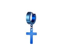 QUXVUIS Stainless Steel Men Cruc-shaped Earrings Hip Hop Trend Rock Style Ear Stud Clip On Piercing Jewelry Party Bar Daily Wear, Blue