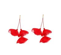 QUXVUIS Stylish Fabric Flower Drop Earrings For Trendy Look Eye-catching Petal Long Dangle Drop Earrings For Women, red