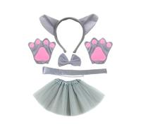 QUXVUIS Stylish Wolf Costume Set With Unique Ears Bow Tie Headband Themed Celebrations Trick Or Treat Animal Wolf Costume Set Animal Fancy Kits Etc. Headwear Hair Hoop Decoration Party Supplies
