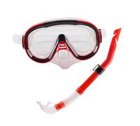 QUXVUIS Swim Mask Scuba Diving Snorkeling Goggles Snorkel Gear Adults Enhanced Performance And Comfort While Underwater Diving Snorkel Set Adults Snorkeling Gear Goggles, Red Clear, 18.5x20.5x7cm