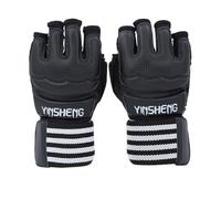 QUXVUIS Tear Resistance PU Kickboxing Gloves Adjustable Wrist Strap Strong Grip Breathable And Elastic Hollow Palm With Cylindrical Fixing Rod Boxing Training Punching Gloves, Black, XL