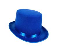 QUXVUIS Top Hat For Men Classic Accessory Theatrical Shows Adults Magician Hat With Satin Band Fantastic For Formal Events Fancy Dress Formal Costume Jazz Flat Top, Blue, M