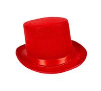 QUXVUIS Top Hat For Men Distinguished Style Excellent For Theatrical Productions Adults Magician Hat With Satin Band Halloween Fancy Dress Formal Costume Jazz Flat Top, Red, M