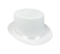 QUXVUIS Top Hat For Men Distinguished Style Excellent For Theatrical Productions Adults Magician Hat With Satin Band Halloween Fancy Dress Formal Costume Jazz Flat Top, White, M