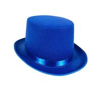 QUXVUIS Top Hat For Men Distinguished Style Excellent For Theatrical Productions Adults Magician Hat With Satin Band Halloween Fancy Dress Formal Costume Jazz Flat Top, Blue, M