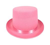 QUXVUIS Top Hat For Men Distinguished Style Excellent For Theatrical Productions Adults Magician Hat With Satin Band Halloween Fancy Dress Formal Costume Jazz Flat Top, Pink, M