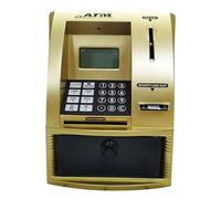 QUXVUIS Toy Money Bank Card Password Recognition Features Fun Alarm Clock And Calendar Along With tional Experience For Kids Piggy Bank Cash Container Mini ATM Piggy Toy, gold, 13x13.5x17cm