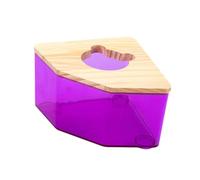 QUXVUIS Transparent Hamster Bathtub Sand Bath Box With Wooden Lids Small Animal Shower Accessories Which Is Sturdy For Long Term Hideout Sand Bath Container
