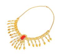 QUXVUIS Trendy Belly Dance Headdress With Decorative Body Chains Makes Feel Extra Special And Unique During Dances Belly Dance Headband Headdress Hair Band Headwear, Red Golden, 58cm