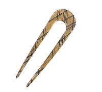 QUXVUIS U Shape Headbands Simplicity Prop Elegant Clip Vintage Acrylic Women Fork Daily Wedding Hair Stick Female Teens, Brown Grid