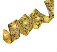 QUXVUIS Unique Christmas Decoration of Lights LED Ring Light Copper Christmas Tree Ornaments String Light Led, White/Gold Ribbon, 5m+50 Lights