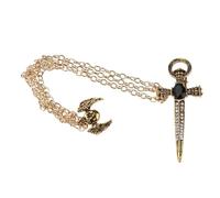 QUXVUIS Unique Mens Collar Pins Skull Head Cross Brooch Elegant And Charming Decorative Piece For Enhanced Style Tassel Length6.5cm / 2.56inch 1pc Brooch Pin
