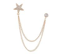 QUXVUIS Versatile Men Brooch Suit Pin Retro Style With Hanging Chains Elegant Brooch Lapel Pins For Fashion Forward Individuals Five Pointed Star Men's Vintage Tie Clips
