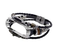 QUXVUIS Vintage Ethnic Adjustable Leather Watch Bracelet International Exquisite And Retro Style High Compatibility, Black silver