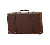 QUXVUIS Vintage Suitcase Decorative Travel Chest Classic Eye Catching Décor Option To Brighten Up Any Room Environment Small Storage Carry On Overnight Case Pu Leather, Brown, L 40x10x24.5cm