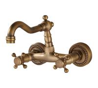 QUXVUIS Wall Mounted Kitchen Faucet Hot and Cold Water Two Handle Convenient to Rotate Easily Separated Hot and Cold Water Control Kitchen Wash Basin Faucet