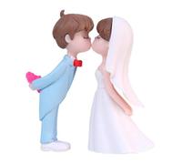 QUXVUIS Wedding Cake Dolls Topper Party Figures Miniature Representing Love And Joy In Any Beautiful Celebration Setting Cake Topper Figurines Scene Anniversary Birthday, Blue White, 6cm 5.8cm