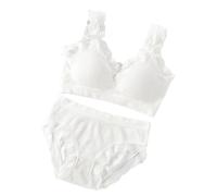 QUXVUIS Woman Underwear Bra Set Sexy Lingerie Multicolored Fine Workmanship Breathable Adjustable Body Shape Sleep Clothing, White