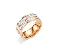QUXVUIS Women Ring Female Jewelry Hand Decoration Beautiful Dressing Decors Wedding Engagement Romantic Shiny Ladies Rings, Rose gold/2 layers