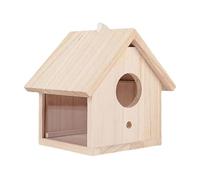 QUXVUIS Wooden Bird Box Sheltered Warm Place Small Birds Seeking Retreat Harsh Weather Conditions Which Is Educational For Both Children And Adults. Nest Has Rope On Top And Can
