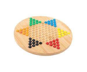 QUXVUIS Wooden Chinese Checkers Children Gift Board Game Encouraging Fun Play And Developing Strategic Thinking Skills Intelligent Trainers Parent Child Interactive Game
