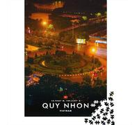 Quy Nhon Cityscape at Night 1000 Piece Jigsaw Puzzle, Modern City Skyline, Matte Printed Jigsaw for Adults, Family Night Game, Decorative Artwork, 38x26cm/1000pcs