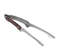 QUYBSGWJ Pure Titanium Grill Tongs with Wooden Handle Durable Easy-To-Clean Essential for Outdoor Bbq Use,Silver,24.5 * 3 cm