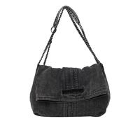 QUYBSGWJ Women's Trendy Solid Color Lightweight Shoulder Sling Purse Casual Hidden Button Pleated Handbag,Black,33 * 10 * 38 cm