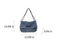 QUYBSGWJ Women's Trendy Solid Color Lightweight Shoulder Sling Purse Casual Hidden Button Pleated Handbag,Light Blue,33 * 10 * 38 cm