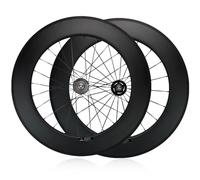 QUYCOIU 700C Carbon Fiber Track Bike Front Rear Wheels Fixed Gear Wheelset Height 88mm 100/120MM Hubs For 23-28C Outer Tires Signle Speed(Front+Rear)