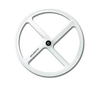 QUYCOIU Bike Fixed Gear Wheelset 700C 4 Spoke Integrated Magnesium Alloy Wheelset Ball Bearing Hub 33mm Width For Fixed Bike Front & Rear 100x120mm(White-Front)